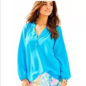 Lilly Pulitzer Blue Silk Elsa Size Large
